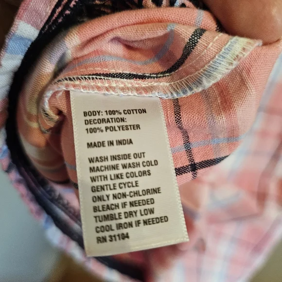 NWT Crown & Ivy Pink And White Checkered Dress With Navy Blue Tassel Decoration - Picture 7 of 7